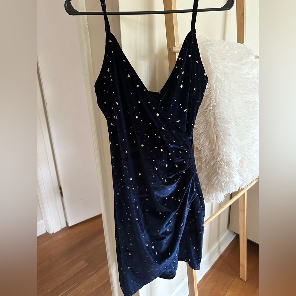 midnight blue star velvet dress